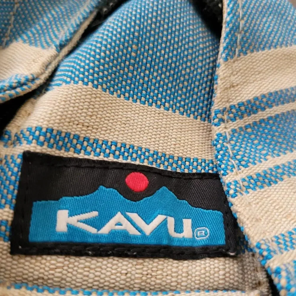 Kavu Women Interwoven Rope Bag Sling Pack Prism Stripe Blue White Zip Pocket